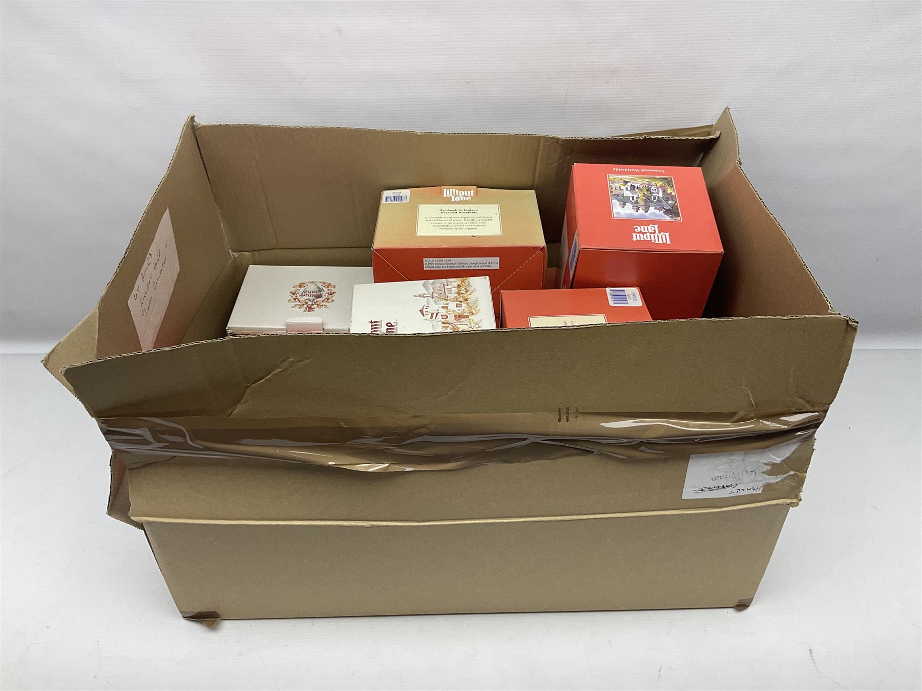 Thirteen Lilliput Lanes from the Shops Collection, including Apothecary, Horologist, China Shop, Penny Sweets, H Samuel etc, all with deeds and original boxes 