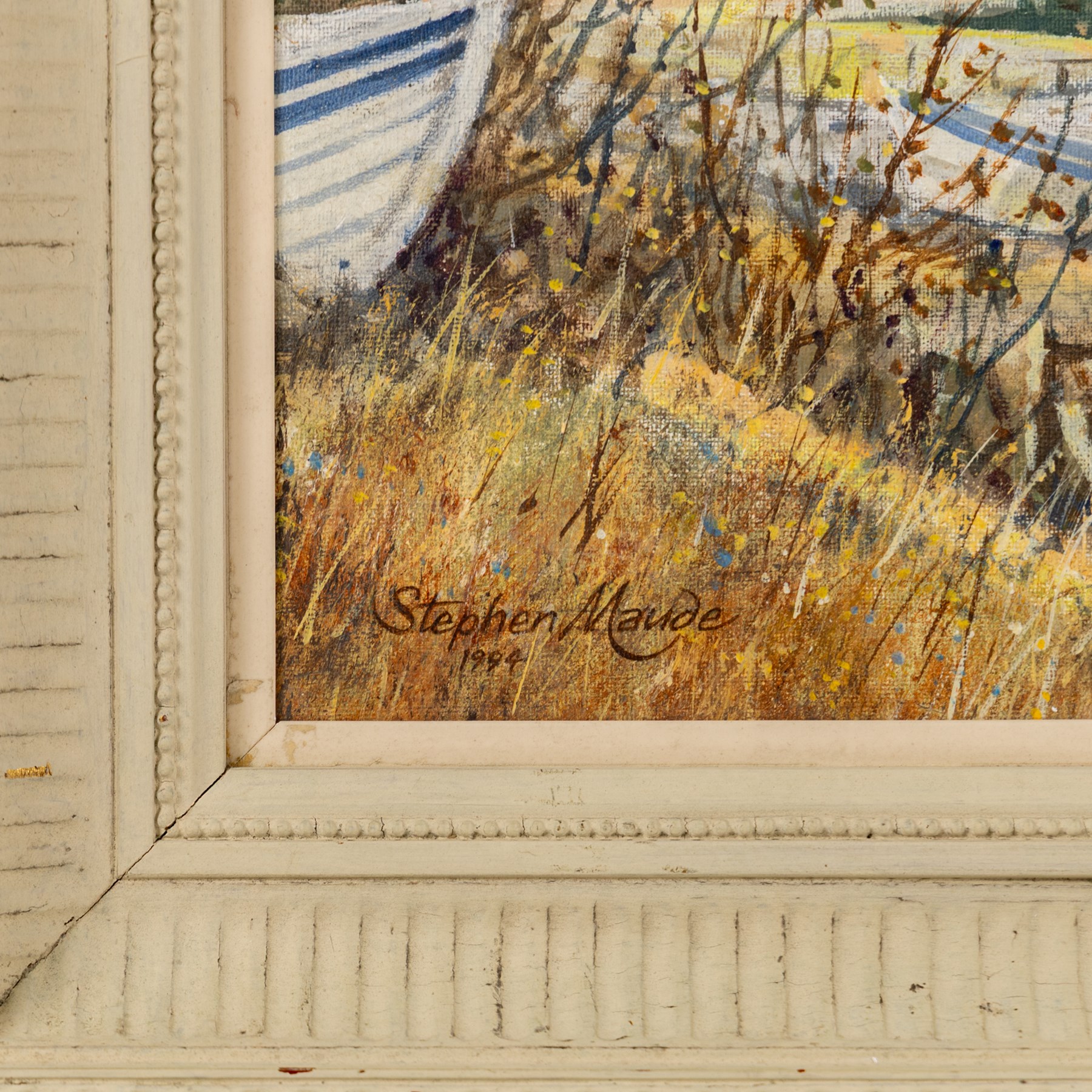 Stephen Maude (British 1919-): 'Runswick Bay - North Yorkshire', acrylic on canvas board signed and dated '94, titled on artist's label verso 27cm x 40cm