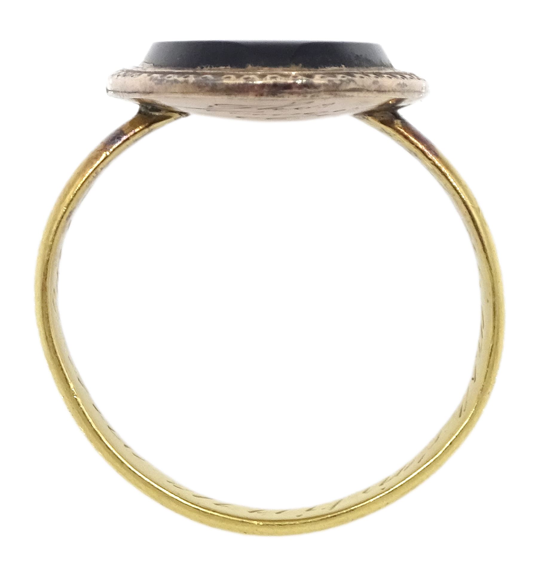 George III gold marquise shaped black onyx mourning ring