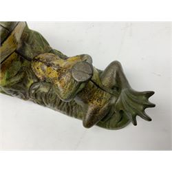 Late 19th century cast-iron mechanical money bank ' Two Frogs' by J & E Stevens & Co; patented 8th August 1882 (US) L22cm