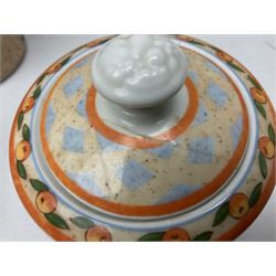 Villeroy & Boch Gallo design Switch 4 Naranja & Nazare pattern tea and dinner wares, to include seven dinner plates, twin handled lidded tureen, five mugs, four saucers, jug, lidded sucrier, large bowl,  seven ramekins, various side plates, two bowls etc