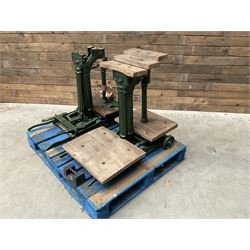 Two pairs of Victorian cast iron potato scales, one damaged with a 5kg weight