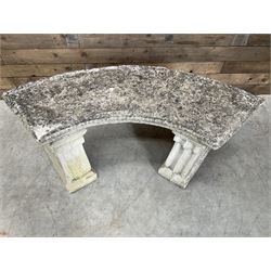 Cast stone three piece curved garden bench