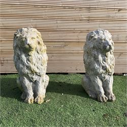 Pair of cast stone garden lions  - THIS LOT IS TO BE COLLECTED BY APPOINTMENT FROM DUGGLEBY STORAGE, GREAT HILL, EASTFIELD, SCARBOROUGH, YO11 3TX