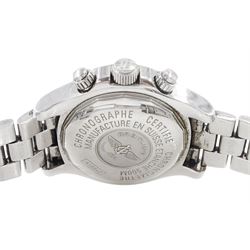 Breitling Superocean gentleman's automatic chronograph wristwatch, Ref. A133340, silvered dial with blue subsidiary seconds dials, on original stainless steel bracelet, with fold-over clasp, boxed with additional links and warranty card dated 2009