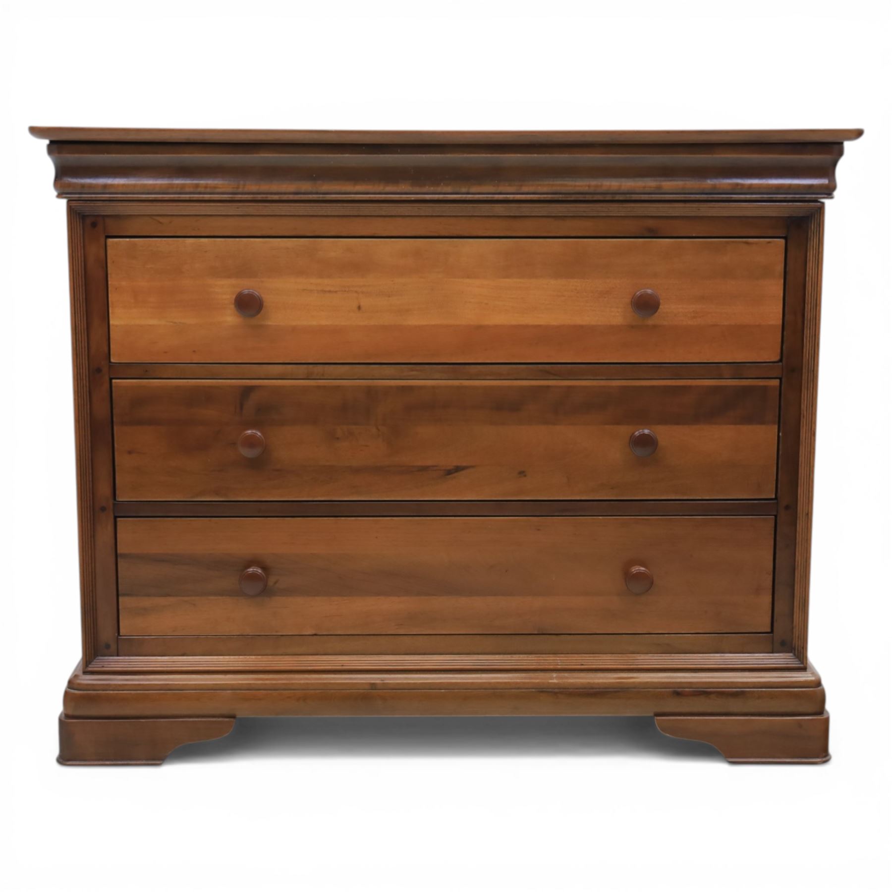 Willis & Gambier - French cherry wood chest fitted with three drawers, on bracket feet