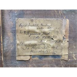 Elias Mollineaux Bancroft (British 1846-1924): 'Arguments Yard - Old Whitby', watercolour and gouache signed titled and dated 1883, further titled signed and dated with artist's address '30 Plymouth Grove Manchester' verso 76cm x 55cm