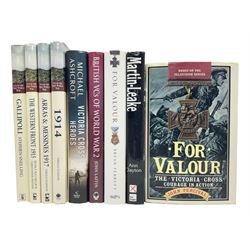 Nine reference books of Victoria Cross interest including four 'VCs of the First World War' series; Martin Ashcroft: Victoria Cross Heroes; John Laffin: British VCs of World War Two; Bryan Perrett: For Valour; Ann Clayton: Martin Leake Double VC; and John Percival: For Valour (9)