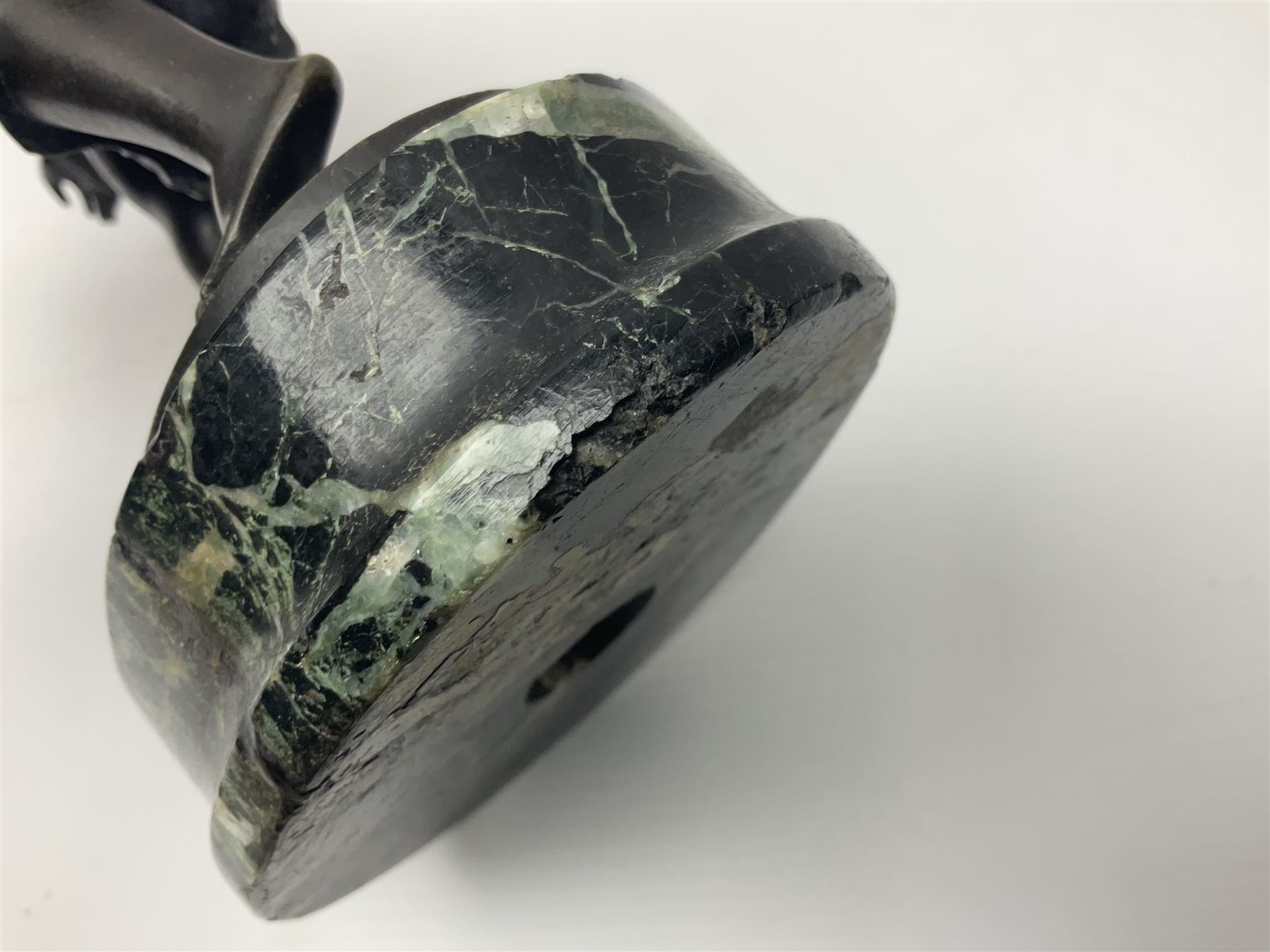 After C. Rochlitz, bronze, modelled as a semi nude female figure, upon a marble plinth, overall H31cm