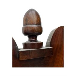 19th-century mahogany bookcase top with two glazed doors and pediment with acorn finial 