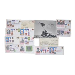 Two original autographs of US Medal of Honor winners, Jack Harold Lucas USMC Iwo Jima and ...