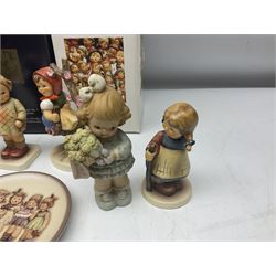 Ten Goebel Hummel figures, to include Morning Stroll, Apple Tree Girl, I brought you a gift, etc together with Enesco Mabel Lucie Atwell figure, ten with original boxes 
