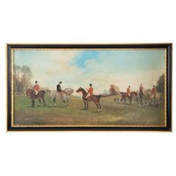 Philip Henry Rideout (British 1860-1920): The Hunt, pair oils on board signed and dated 1896, 15cm x 30cm 