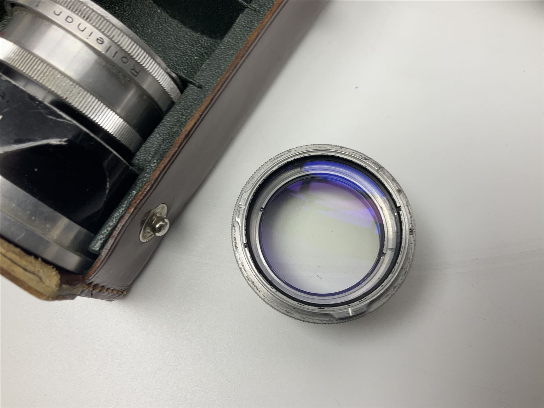 Rollei Rolleiflex 3.5C camera body, serial no 1775847, with 'Planar 1.35 f-75mm' lens serial no 1788432 and 'Heidosmat 1:2.8/75' lens serial no 2440876, complete with a cased set of additional lenses 