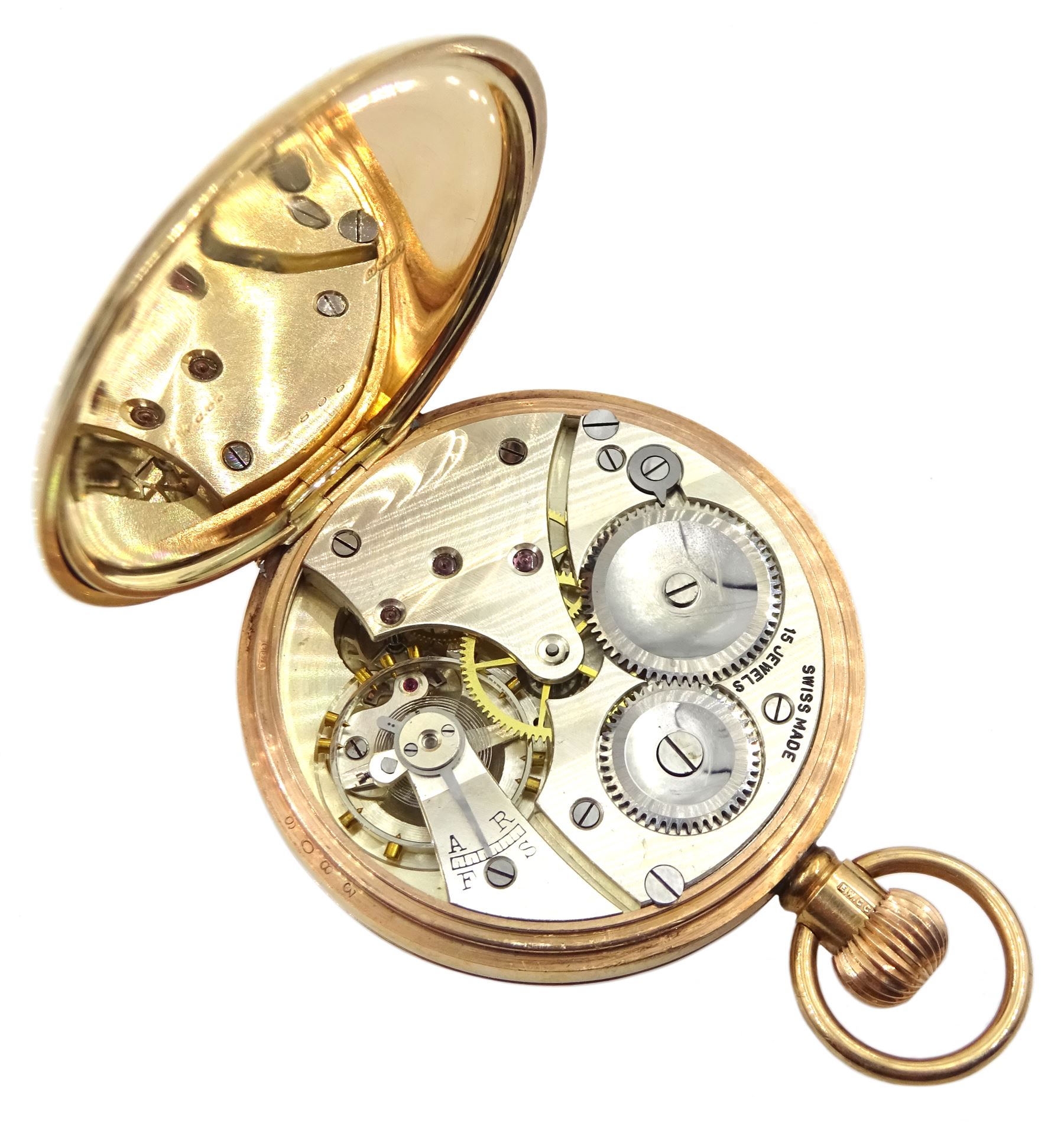 Early 20th century 9ct gold open face Swiss lever presentation pocket watch, retailed by W. Batty & Sons Ltd the inner dust cover engraved, case by Eclipse Watch Company, Birmingham 1925, in original velvet and silk lined case