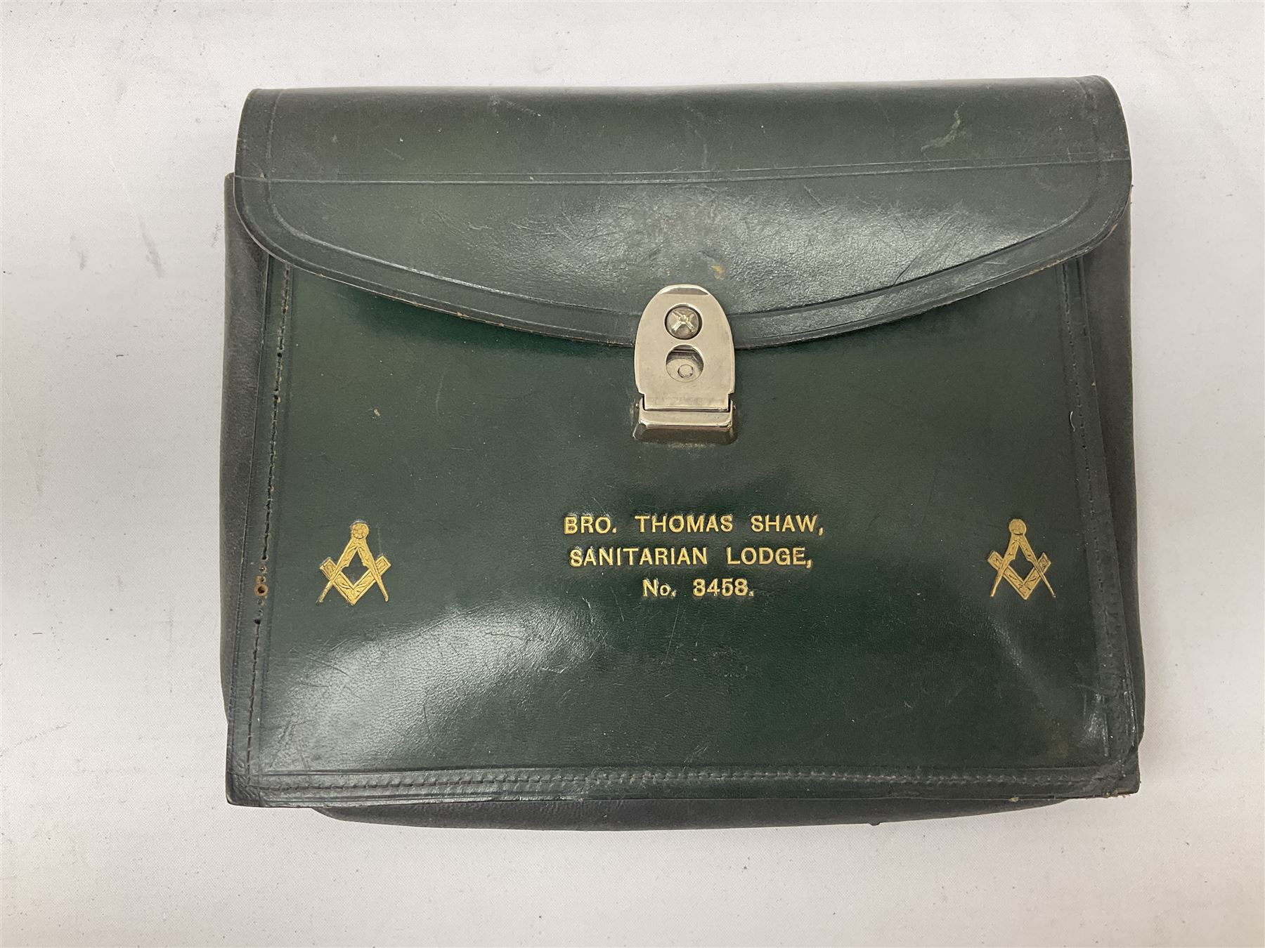 Collection of Masonic items, to include silver WWI 1914-1918 commemorative medallion named 'Bro J. Thompson No. 3458, hallmarked Birmingham 1923, silver and enamelled Masonic Steward medallion hallmarked Birmingham Spencer & Co, 1922, Masonic apron etc