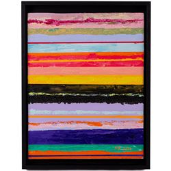 Kieron Farrow (British 1949-): 'Horizon', three oils on board signed and dated 2024, two of the same size, one slightly larger, 41cm x 30cm (3)
