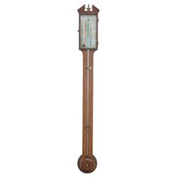 Stampa- George III early 19th-century mercury stick barometer in a mahogany case with a br...