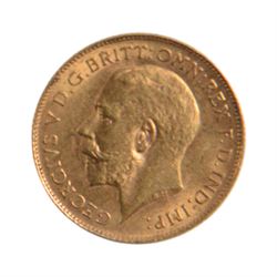 King George V 1913 gold half sovereign coin