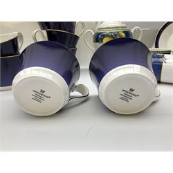 Wedgwood Midnight pattern tea and dinner wares, comprising seven cups and saucers, large jug, eight soup bowls, two large bowls, together with wedgwood citrons coffee wares