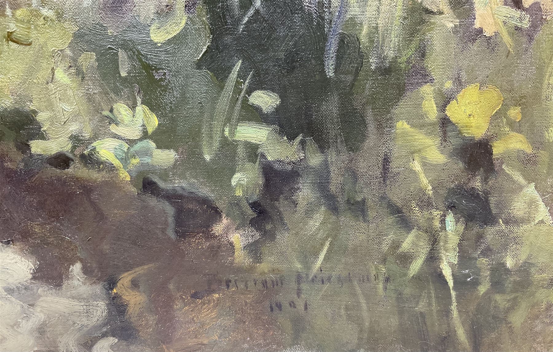 Bertram Priestman RA ROI NEAC (British 1868-1951): 'On the River Wharfe', oil on canvas signed and dated 1901, 70cm x 81cm