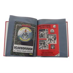 Comprehensive collection of approximately one hundred and seventy Scarborough FC football programmes for the 1990/91, 1991/92 and 1992/93  seasons, all filed within six dedicated Scarborough FC red Home and Away binders