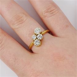 18ct gold diamond ring, set with four round brilliant cut diamonds, hallmarked, total diamond weight approx 1.25 carat