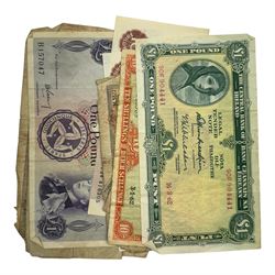 United States of America 1891 silver Morgan dollar, Queen Elizabeth II Canada 1976 Montreal Olympic Games sterling silver four-coin set, 1983 Great British coins year set etc and various banknotes with Bank of England ten shillings, The Central Bank of Ireland ten shillings 'IIP043989 3.1.62' and one pound '90F904441 16.3.62' etc