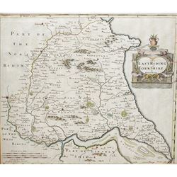 Robert Morden (British c.1650-1703): 'The North Riding of Yorkshire' and 'The East Riding of Yorkshire', two 17th/18th century engraved maps with hand colouring 38cm x 43cm (2)