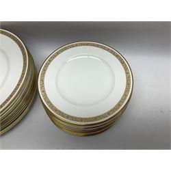 Royal Worcester Golden Anniversary pattern dinner wares, including ten dinner plates, twelve side plates, eight twin handled bowls and saucers, covered tureen (55)