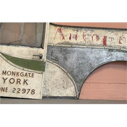 Post war coach built aluminium body panels from a recovery truck, once the property of Norman Ankers garage, 11 Monk Gate, York, complete with aluminium trims not shown. Longest panel L195cm. - COLLECTION BY APPOINTMENT FROM: The White House, Thirsk Road, Easingwold, York, YO61 3NF - CALL 01723 507111 TO ARRANGE