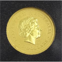Queen Elizabeth II Australia 2000 one twentieth of an ounce gold five dollars coin