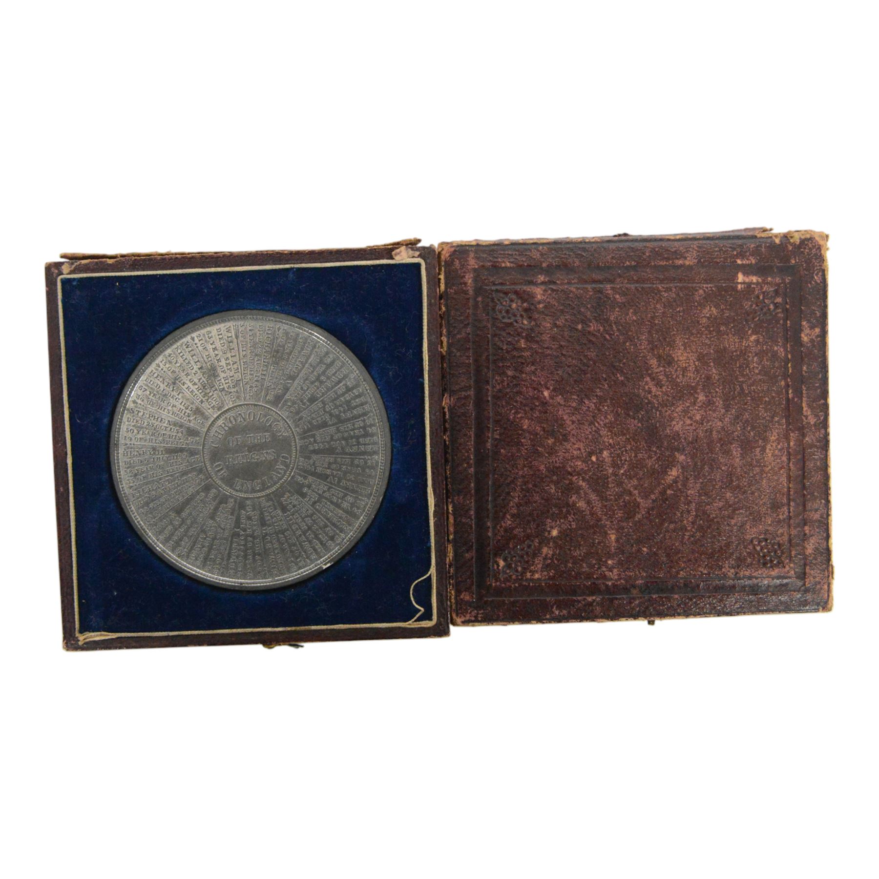 'Chronology of the Reigns of England' medal, by Thomas Ottley, cased