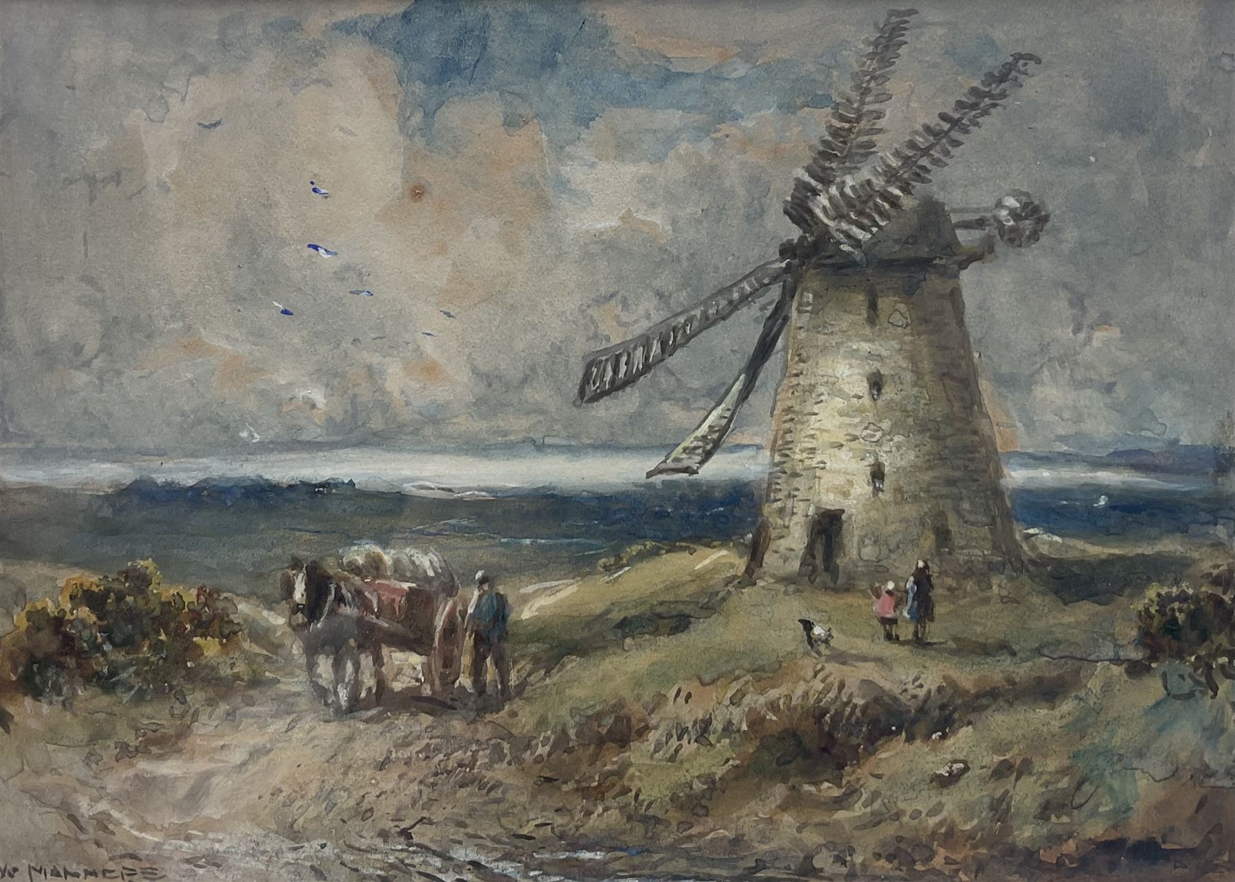 William Manners (British 1860-1930): 'Windmill near St Annes', watercolour signed, titled beneath mount verso 12cm x 17.5cm 