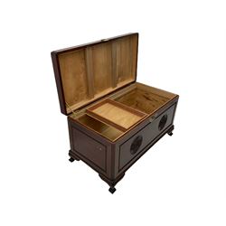 Chinese hardwood blanket box, hinged top, camphor wood lined interior

