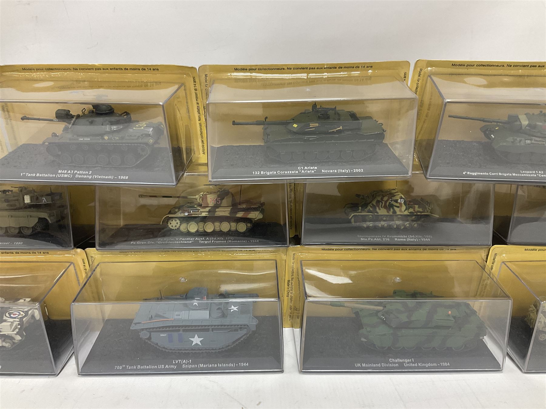 DeAgostini The Combat Tanks Collection -  forty-six periodical issued die-cast models of tanks; in plastic display cases in unopened blister packs (46)