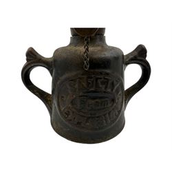 Wells Patent Unbreakable Safety hand held oil lamp, together with a glass hand held oil lamp