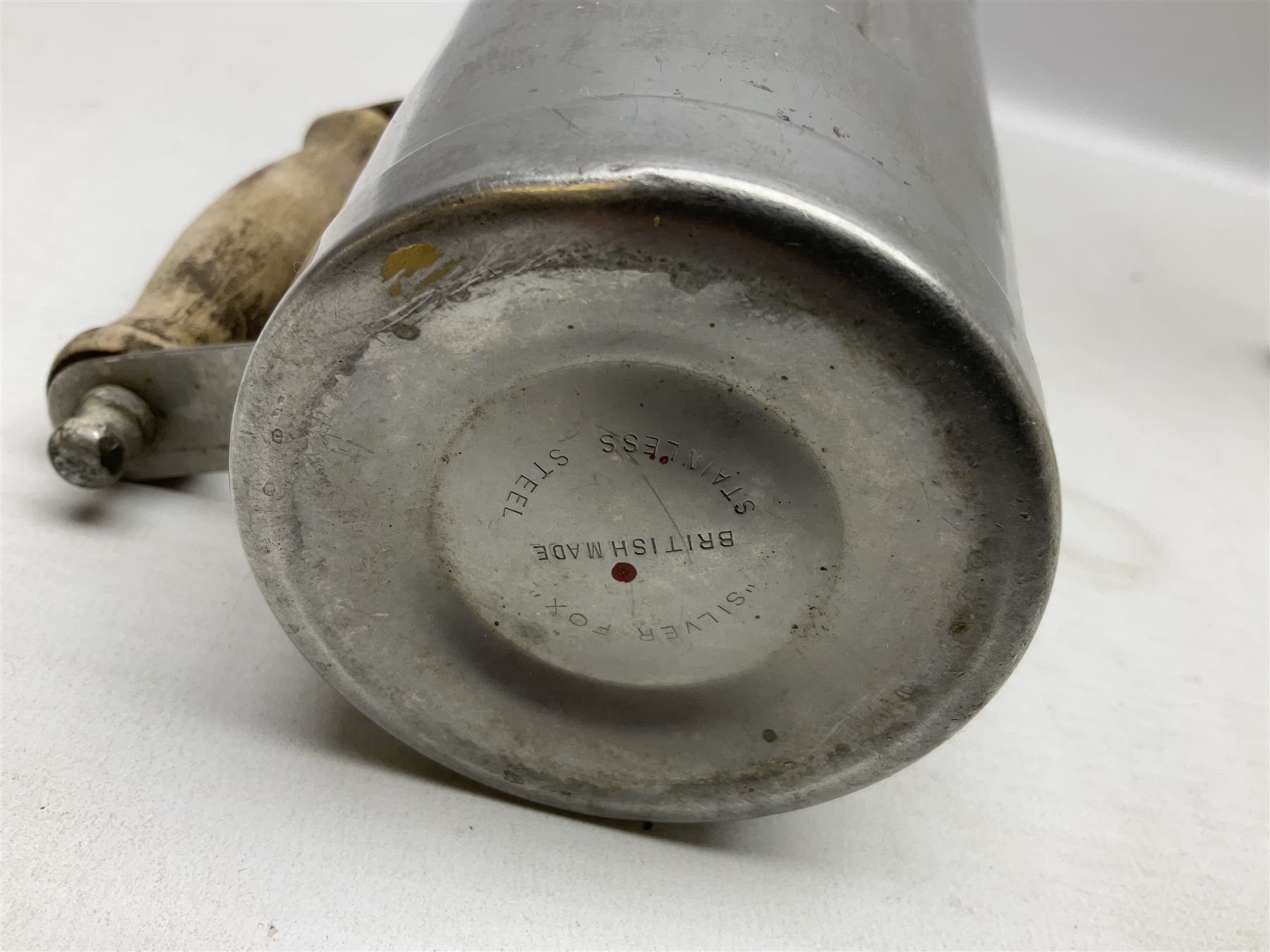 1950s Horlicks advertising shop counter electric mixer, with chrome fittings and stainless steel cup engraved Horlicks with wood handle, H50cm