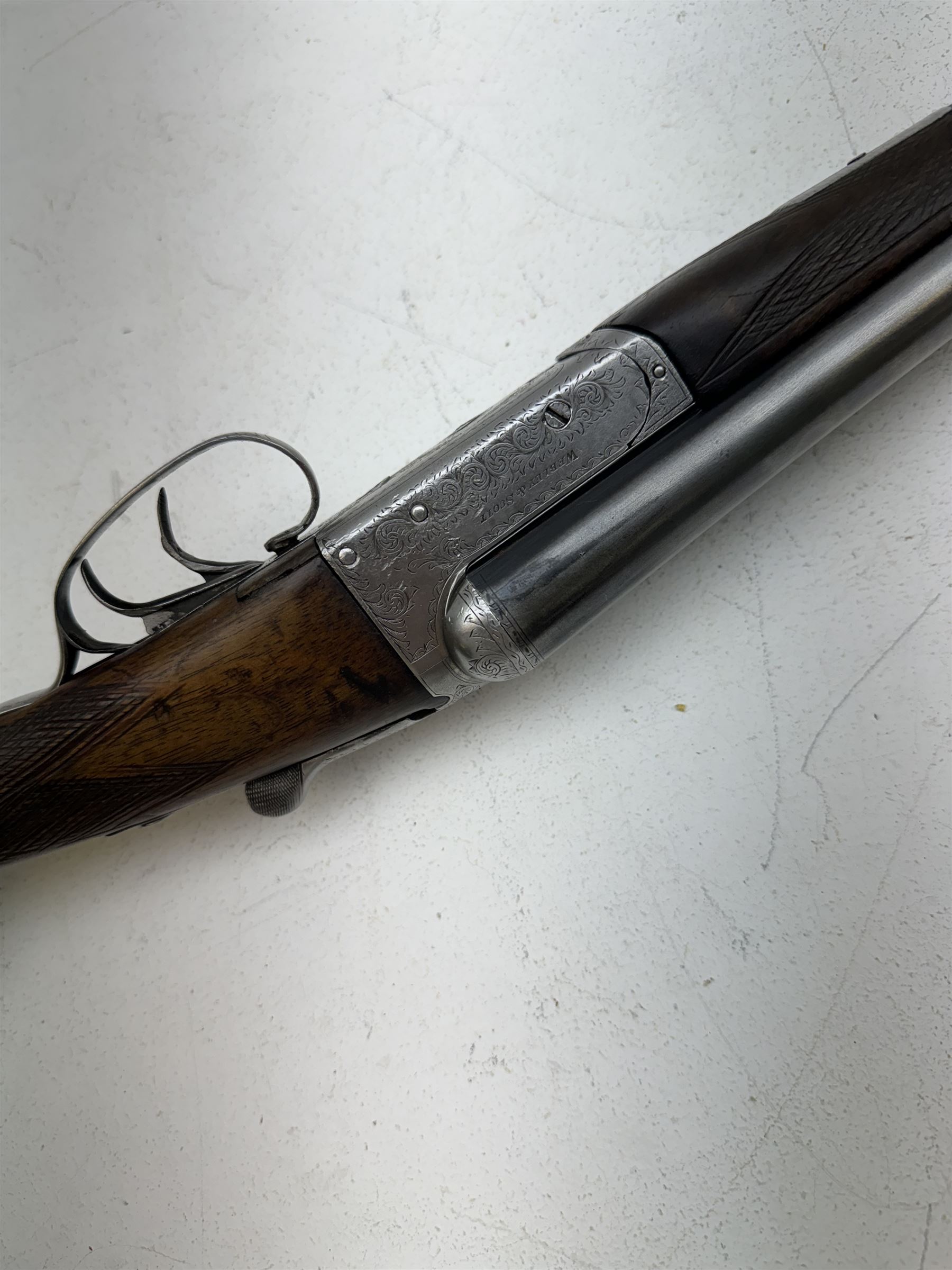SHOTGUN CERTIFICATE REQUIRED - Webley & Scott Birmingham 12-bore double trigger boxlock ejector side-by-side double barrel shotgun with 76cm(30
