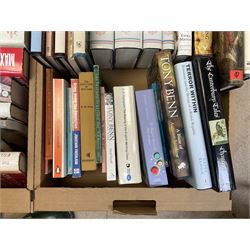 Collection of various history books to include world wars, tudors, vikings, anglo saxons and a number of political books, three boxes  