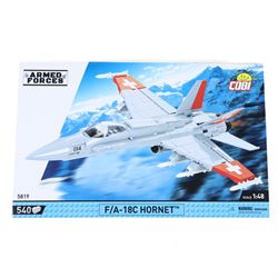 Four Cobi Bricks 1:48 scale Armed Forces sets, comprising no. 5819 F/A-18C Hornet, no. 5853 Panavia Tornado IDS, no. 5893 F-16 AM Fighting Falcon and no.5896 F-16 AM Fighting Falcon, all in sealed boxes
