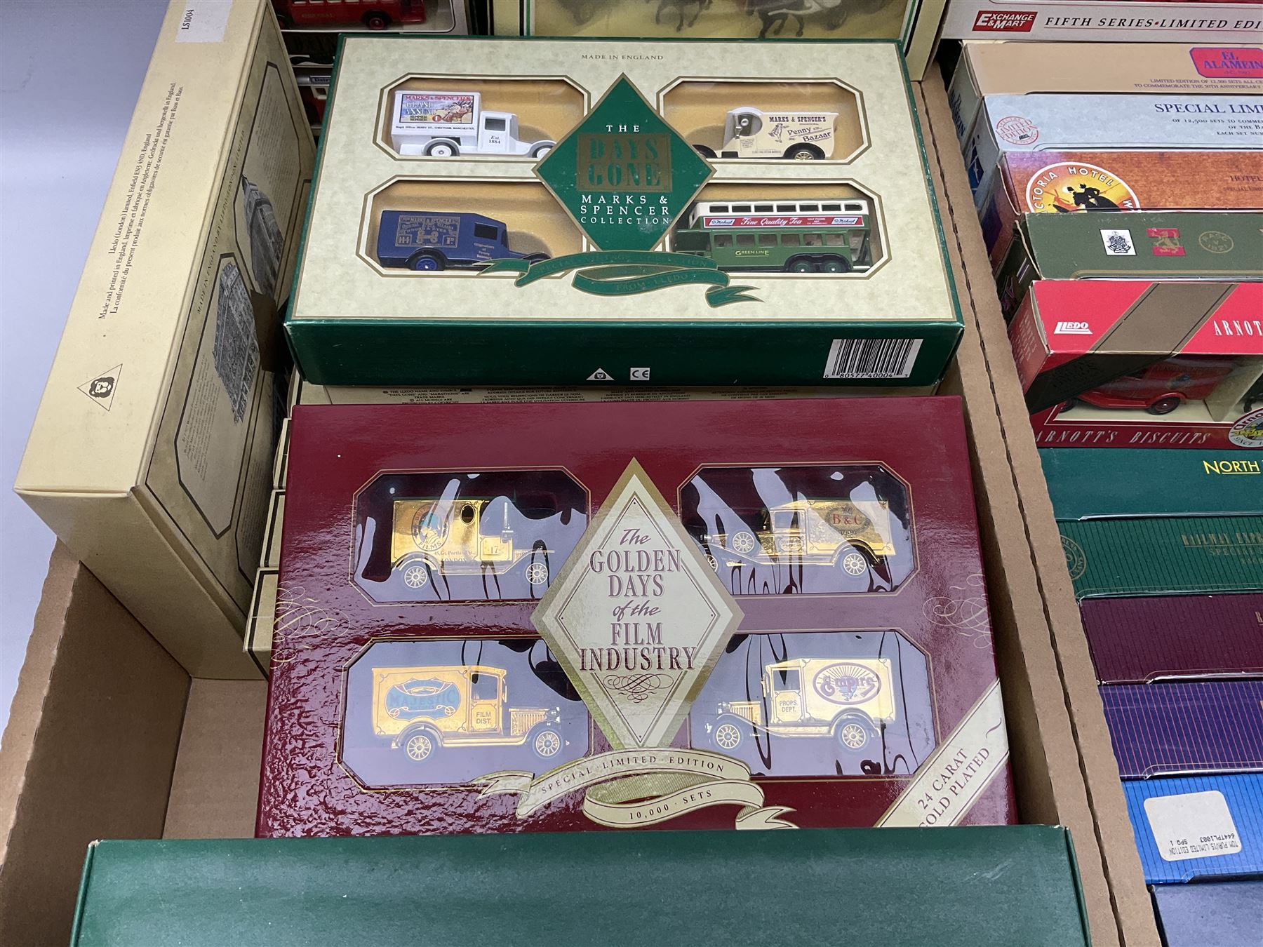 Lledo Railway Express Parcel Van of the 1930's sets, British Army Collection 1939, Exchange & Mart, Days Gone box sets and others in two boxes (37)