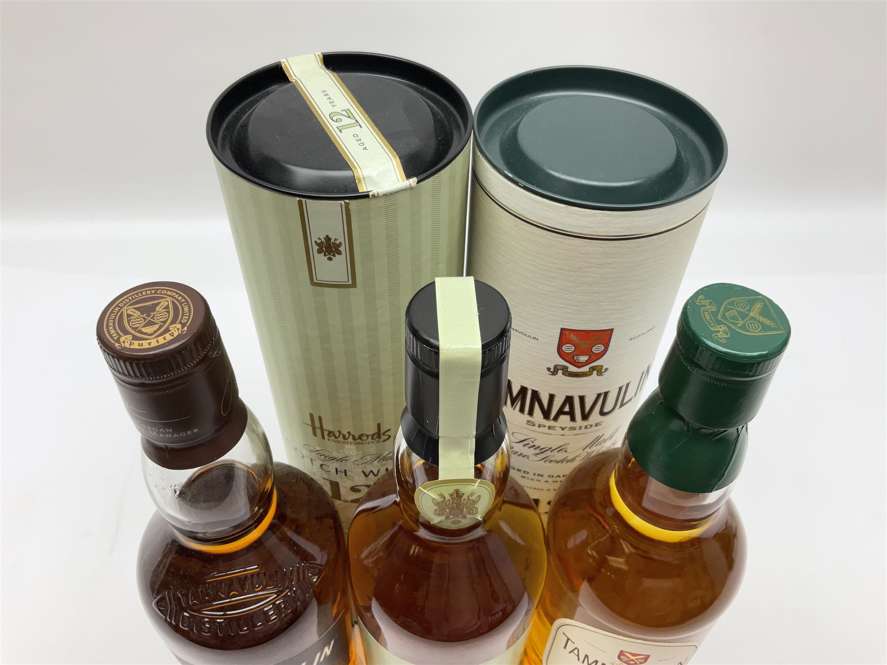 Tamnavulin, 12 year old, single malt Scotch whisky, Knockdhu, 12 year old, single malt Scotch whisky for Harrods and Tamnavulin, double cask single malt Scotch whisky, various contents and proof 