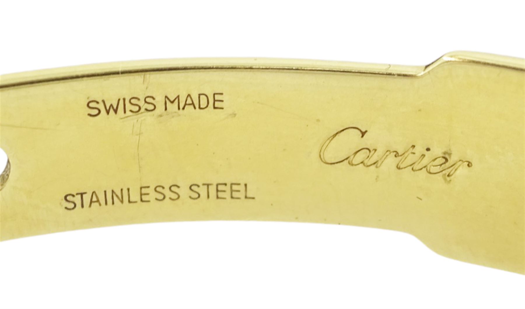 Must de Cartier Tank silver-gilt quartz wristwatch, Ref. 1615, cream dial with Roman numeral hour markers, hallmarked, on leather strap, with Cartier stainless steel fold-over clasp, boxed