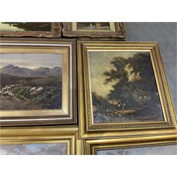 Tom Seymour (British 1840-1904): Riverside Cottage, oil on canvas signed, together with eight further landscape oils by other hands (9)