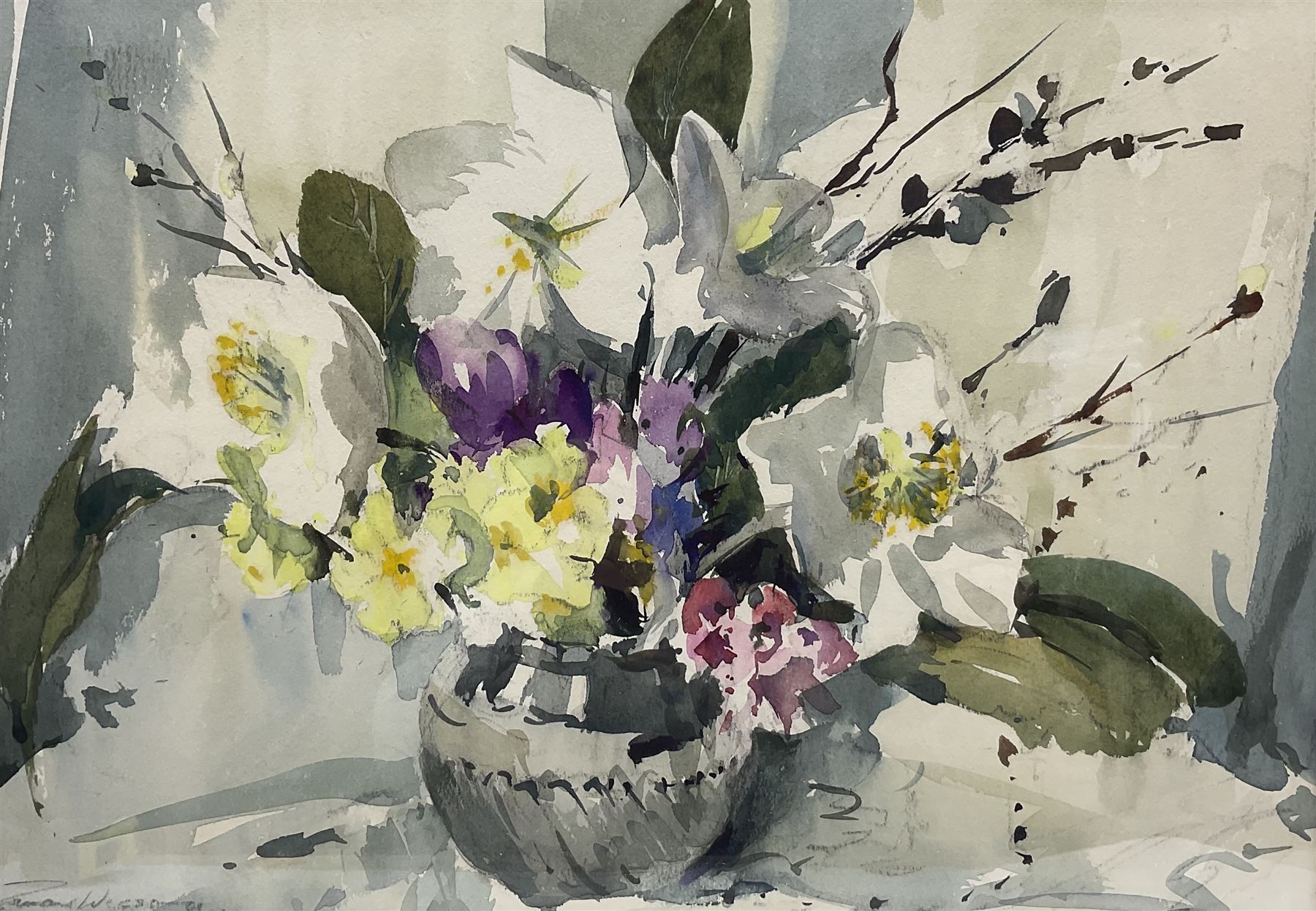 Edward Wesson (British 1910-1983): Still Life of a Bouquet, watercolour signed 31cm x 44.5cm 