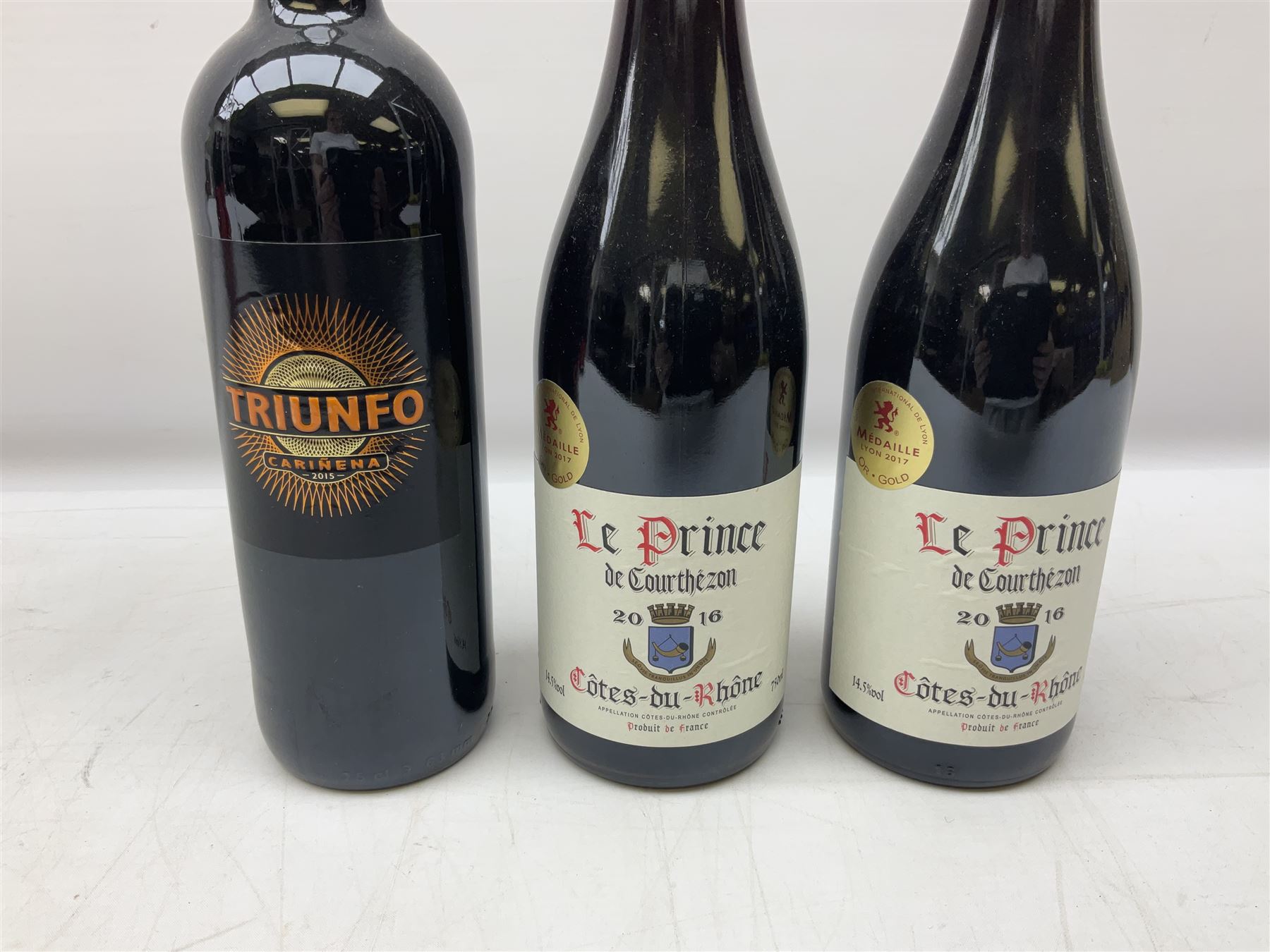 Dow's Trademark Finest Reserve Port, 75cl 20% vol, mixed red wines, two bottles Cuvee Du Vatican Cotes-du-Rhone Reserve de l'abbe 2016, 750ml 14%, Corsiero Nero Nero di Troia 750ml 13% vol and six others of various contents and proofs (9)