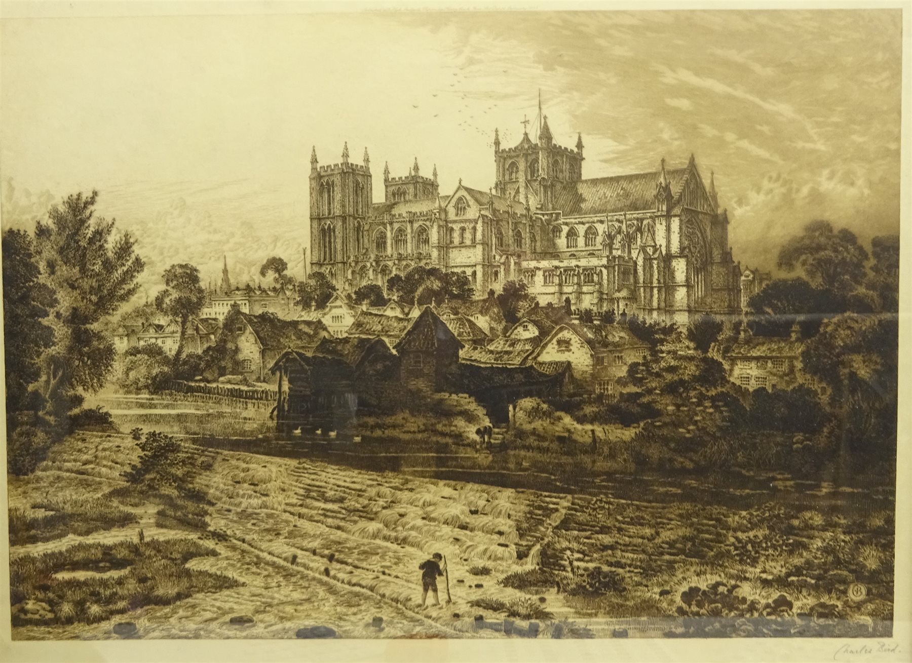 Charles Bird (British 1856-1916): Ripon Cathedral, drypoint etching signed in pencil 48cm x 65cm, and Andrew Watson Turnbull (British 1874-1957): Trinity College Dublin, artist's proof etching with aquatint pub. 1928 signed in pencil with blindstamp 28cm x 39cm (2)