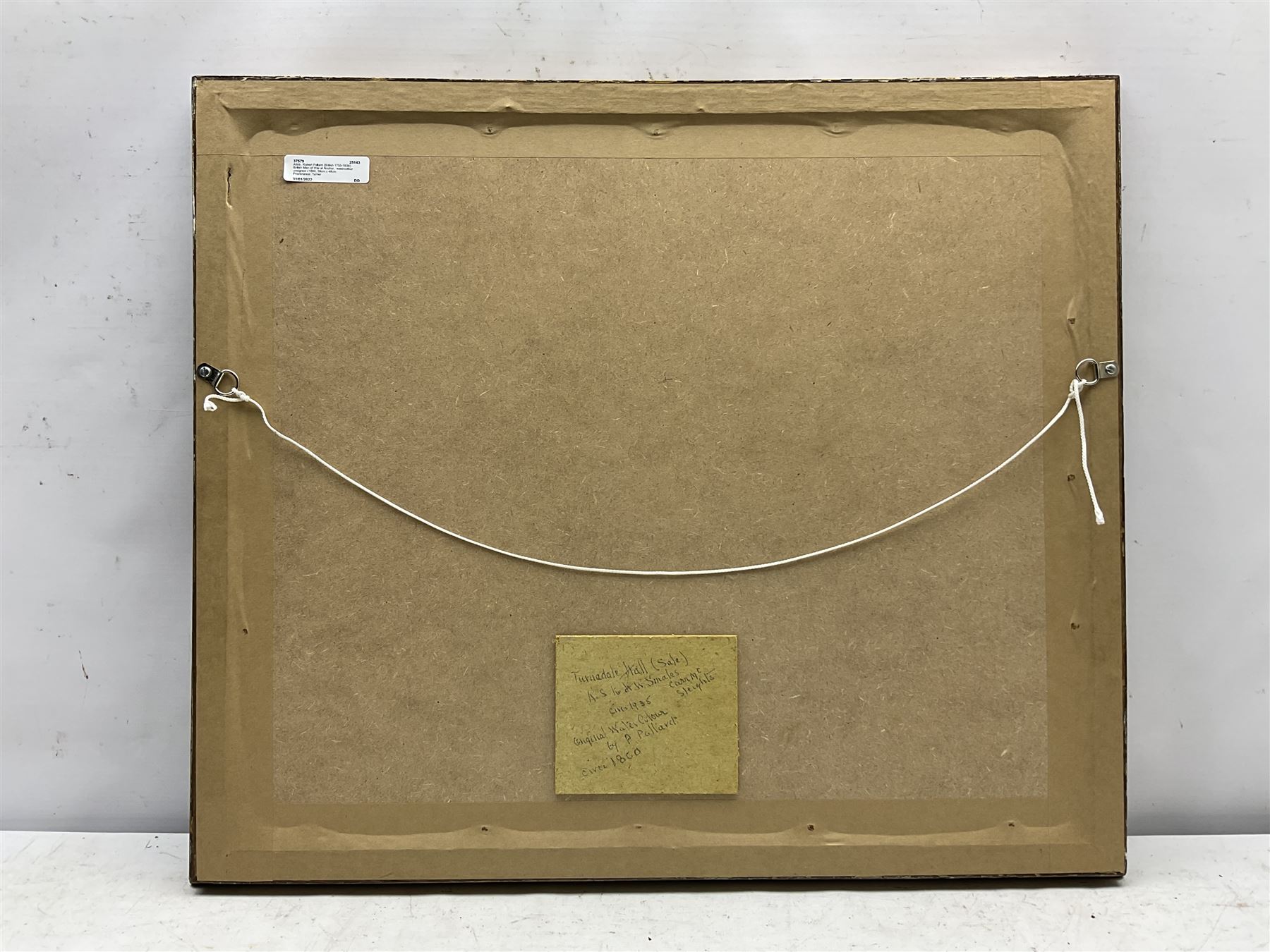 Attrib. Robert Pollard (British 1755-1838): British Man of War at Anchor, watercolour unsigned c1800, 39cm x 48cm
Provenance: Turnerdale Hall, Ruswarp, Whitby contents sale c1935 (at that time probably still in Harrowing ship owning family), purchased by the Smales Family of Sleights, Whitby remaining in the same family ownership