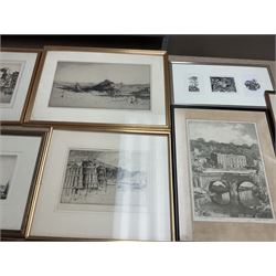 Collection of etchings, artists including Frank Short, Malcolm Osbourne, Anne Hayward (wood engravings), Leonard Russell Squirrell, Grainger Smith, Thomas Riley, Simon Bull, Douglas Ian Smart, Rembrandt (restrike), Kenneth Holmes, William Walcot, Henry Rushbury, etc (16)